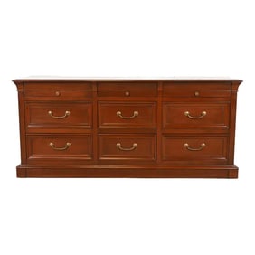 Ethan Allen French Louis Philippe Cherry Wood Nine-Drawer Dresser or Credenza