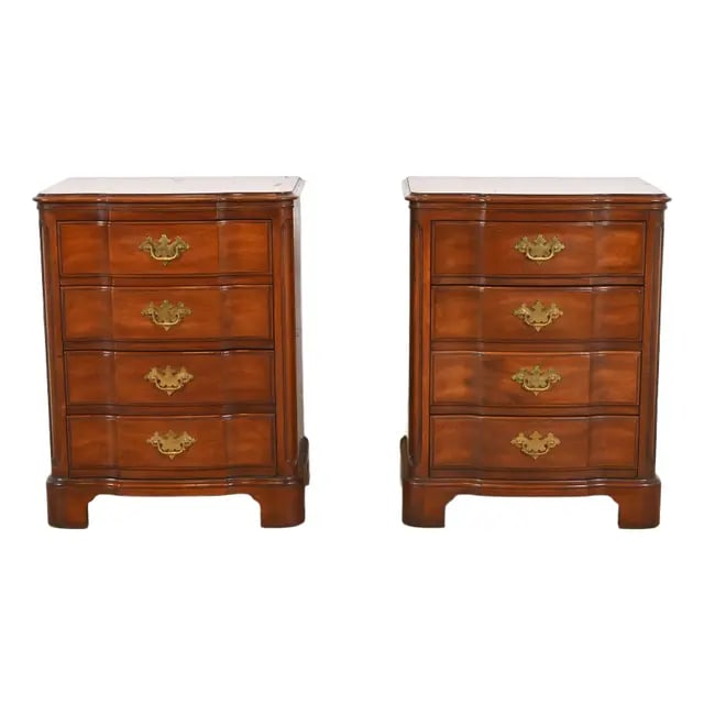 John Widdicomb Georgian Solid Mahogany Four-Drawer Bedside Chests, Circa 1940s (1 of 12)