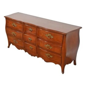 John Widdicomb French Provincial Louis XV Solid Mahogany Nine-Drawer Dresser, Circa 1940s
