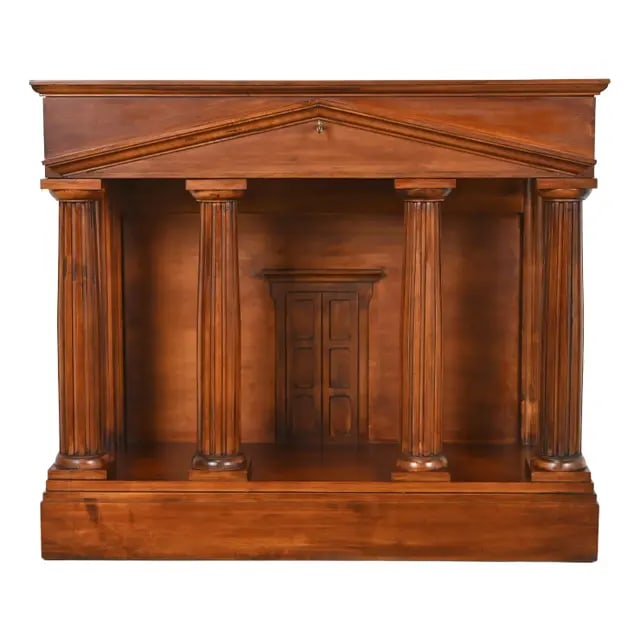 Romweber Neoclassical Pantheon Form Carved Walnut and Burl Wood Sideboard or Console Table (1 of 12)