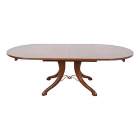 Italian Provincial Carved Cherry Wood Pedestal Extension Dining Table by Emanuel Morez