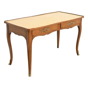 Bodart French Provincial Louis XV Cherry Wood Leather Top Writing Desk, Circa 1960s