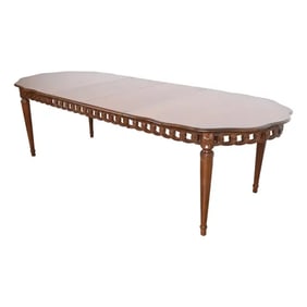 Kindel Furniture Style French Regency Louis XVI Carved Mahogany Extension Dining Table