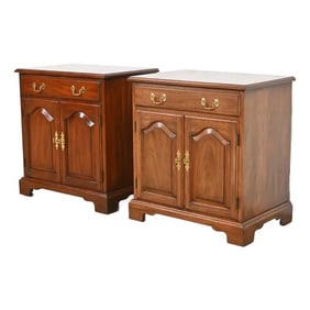 Henkel Harris Georgian Solid Mahogany Nightstands, Pair