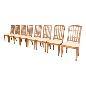 Thomasville French Regency Louis XVI Carved Walnut Dining Chairs, Set of Eight