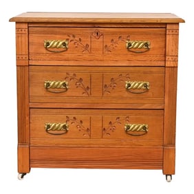 Antique Victorian Carved Oak Dresser or Chest of Drawers, Circa 1890s