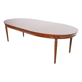 Baker Furniture Style French Regency Louis XVI Walnut Extension Dining Table, Newly Refinished