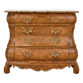 Baker Furniture Dutch Louis XV Burled Walnut Bombe Chest or Commode