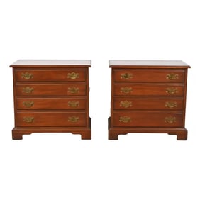 Henkel Harris Georgian Solid Cherry Wood Bedside Chests, Pair
