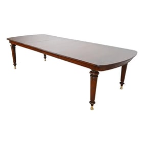 Baker Furniture English Regency Flame Mahogany Extension Dining Table, Newly Refinished
