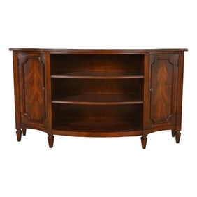 Henredon Federal Flame Mahogany Bow Front Bookcase, Credenza, or Console Cabinet