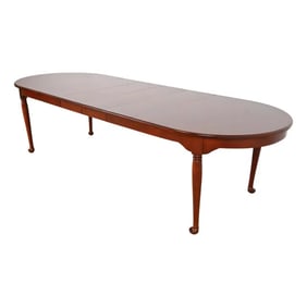 Henkel Harris Style Queen Anne Solid Cherry Wood Extension Dining Table, Newly Refinished