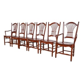 Ethan Allen Style Shaker Solid Cherry Wood Dining Chairs, Set of Six
