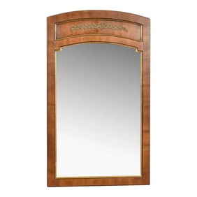 Henredon French Regency Louis XVI Walnut and Brass Wall Mirror, Circa 1970s