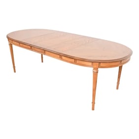 Drexel Heritage French Regency Louis XVI Walnut Extension Dining Table, Newly Refinished