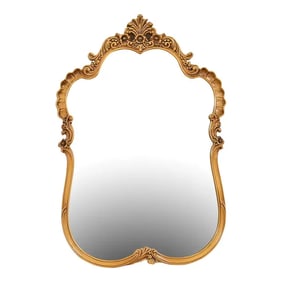 Romweber Louis XV French Rococo Carved Gold Lacquered Satinwood Framed Wall Mirror, Circa 1920s