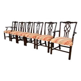Ethan Allen French Provincial Louis XV Carved Cherry Wood Upholstered Fauteuils, Pair