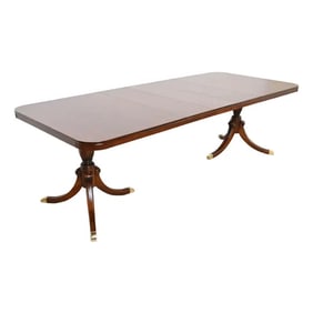 Drexel Georgian Mahogany Double Pedestal Extension Dining Table, Newly Refinished