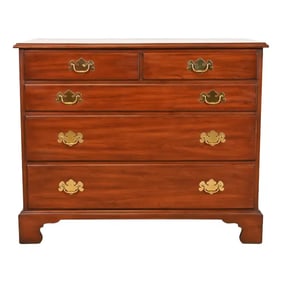 Henkel Harris Georgian Solid Cherry Wood Five-Drawer Dresser or Chest of Drawers