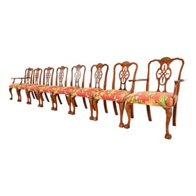 Romweber Chippendale Carved Mahogany Dining Chairs, Set of Eight