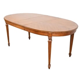 Thomasville French Regency Louis XVI Walnut and Burl Wood Extension Dining Table, Circa 1960s