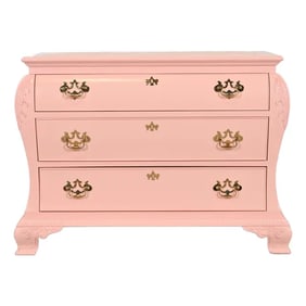 Century Furniture Chippendale Pink Lacquered Chest of Drawers or Commode, Newly Refinished