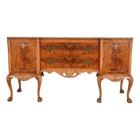 Romweber Chippendale Flame Mahogany Carved Sideboard Buffet, Circa 1920s