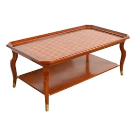 John Widdicomb Italian Provincial Parquetry Top Two-Tier Coffee Table