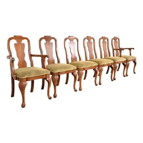Davis Cabinet Company Queen Anne Solid Walnut Dining Chairs, Set of Six