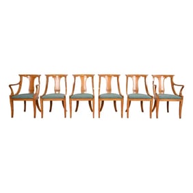 Baker Furniture Regency Klismos Cherry Wood Dining Chairs, Set of Six