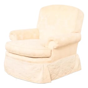 Baker Furniture Damask Upholstered Lounge Chair