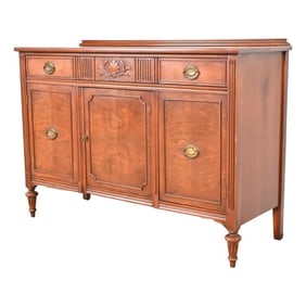 Bernhardt French Regency Louis XVI Burled Walnut Sideboard Buffet or Bar Cabinet, Circa 1950s