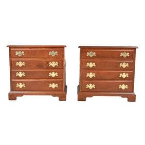 Henkel Harris Georgian Solid Cherry Wood Bedside Chests, Newly Refinished
