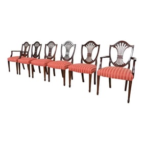 Stickley Federal Mahogany Shield Back Dining Chairs, Set of Six