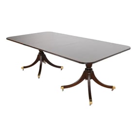 Baker Furniture Historic Charleston Georgian Mahogany Double Pedestal Extension Dining Table