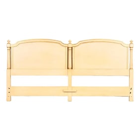 Kindel Furniture French Regency Cream Lacquered Parcel Gilt King Size Headboard, Circa 1960s