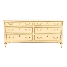 Kindel Furniture French Regency Louis XVI Cream Lacquered Parcel Gilt Dresser