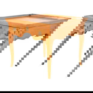 Baker Furniture French Regency Carved Walnut Tea Table, Circa 1960s: An exceptional French Regency Louis XVI style tea table or occasional side table By Baker Furniture, "Milling Road" Collection USA, Circa 1960s Carved walnut, with original brass hardware. Measures: 2