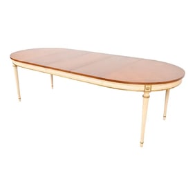 Kindel Furniture French Regency Louis XVI Cherry Wood Parcel Painted and Gilt Dining Table