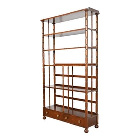 Baker Furniture English Regency Carved Rosewood Etagere, Bookcase, or Wall Unit