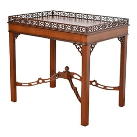Kindel Furniture Chippendale Carved Mahogany Tea Table, Newly Refinished