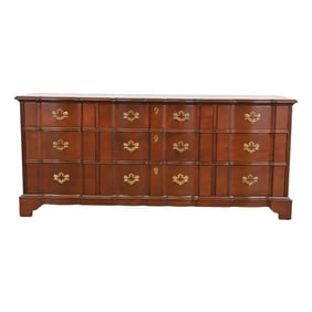 Henredon Georgian Solid Mahogany Block Front Triple Dresser, Newly Refinished