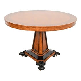 Baker Furniture Stately Homes Collection Burl Wood and Parcel Ebonized Regency Center Table