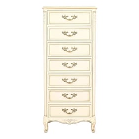 Kindel Furniture French Provincial Louis XV Cream Lacquered Lingerie Chest or Semainier, Circa 1960s