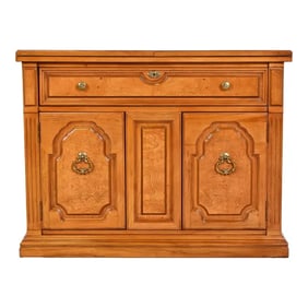 Thomasville French Regency Louis XVI Burled Walnut Flip Top Buffet Server or Bar Cabinet