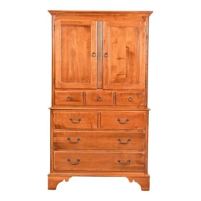 Ethan Allen Georgian English Country Solid Birch Gentleman's Chest or Linen Press