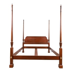 Baker Furniture Georgian Carved Mahogany Queen Size Poster Bed