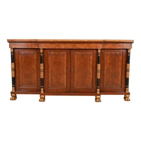 Baker Furniture French Empire Flame Mahogany Sideboard or Bar Cabinet