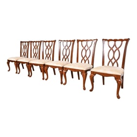 Thomasville Georgian Carved Mahogany Dining Chairs, Set of Six