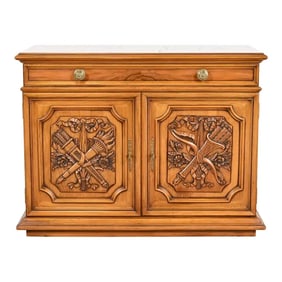 Karges French Regency Louis XVI Burled Walnut Sideboard Buffet or Bar Cabinet, Circa 1960s
